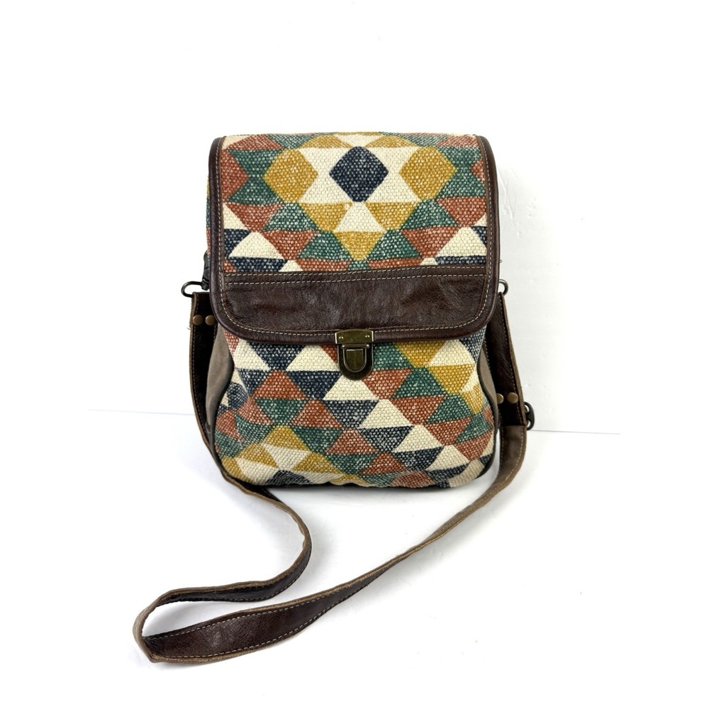 Myra Saddle Bag Southwest Geometric Boho Ranch Cowgirl Canvas Fabric Crossbody
